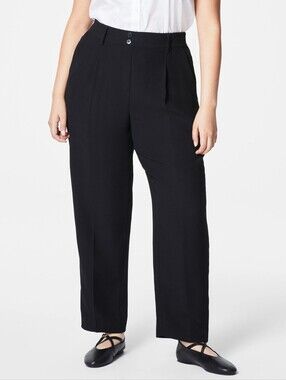 Spanx Carefree Crepe Tapered Ankle Pant High Rise Office Trousers Black Large